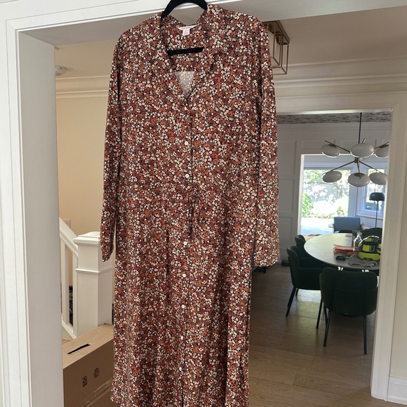 JOE FRESH Floral Button Front Shirt Dress with Waist Tie - Size XL. NWOT. - Picture 4 of 15